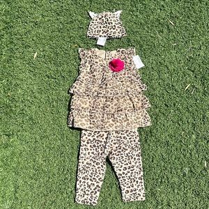 NWT Cheetah 4 Piece Outfit with Hat Size 0-6 months